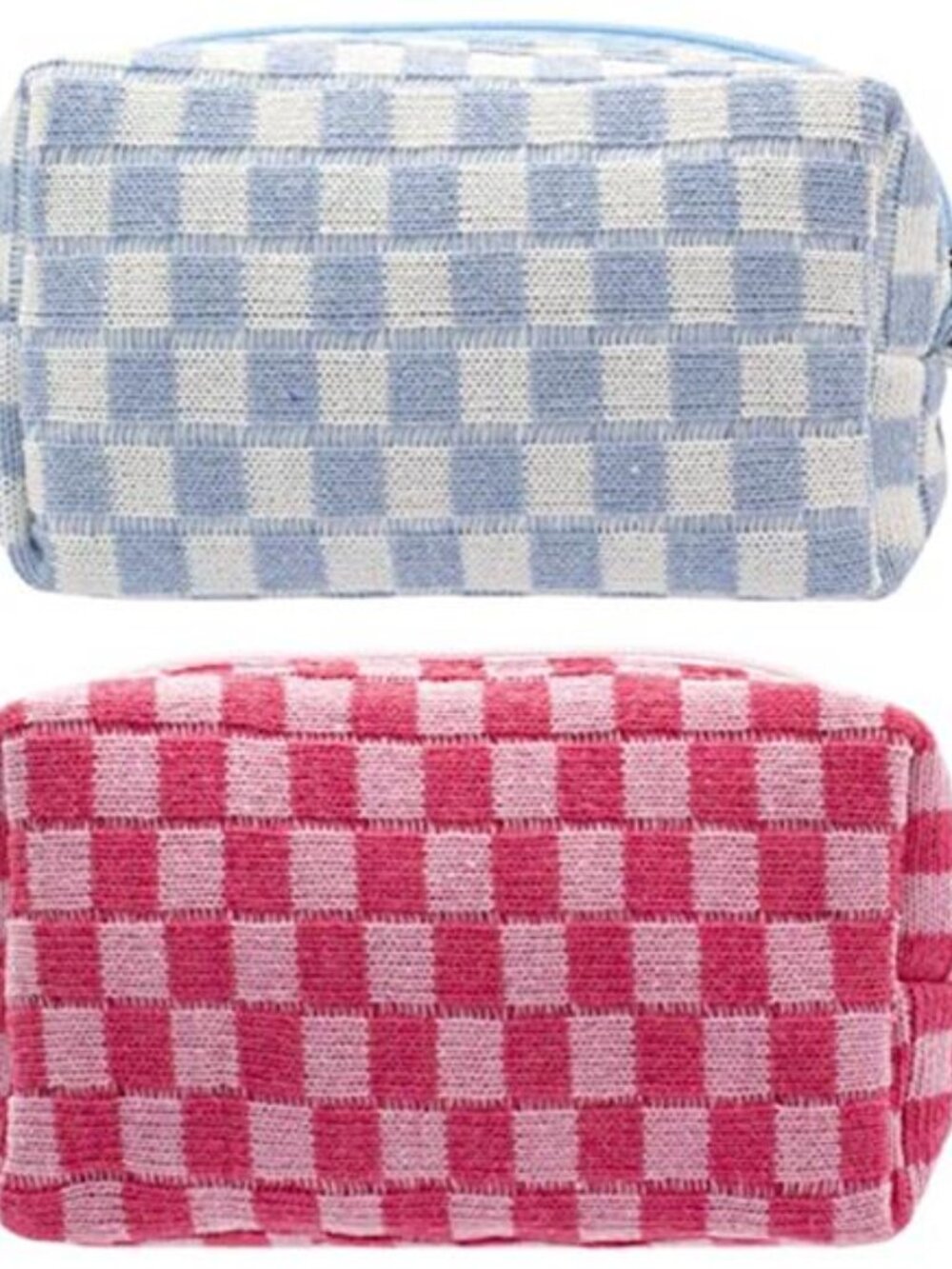 PAZIMIIK Checkered Makeup Bag for Purse Portable Zipper Make Up Pouch Small